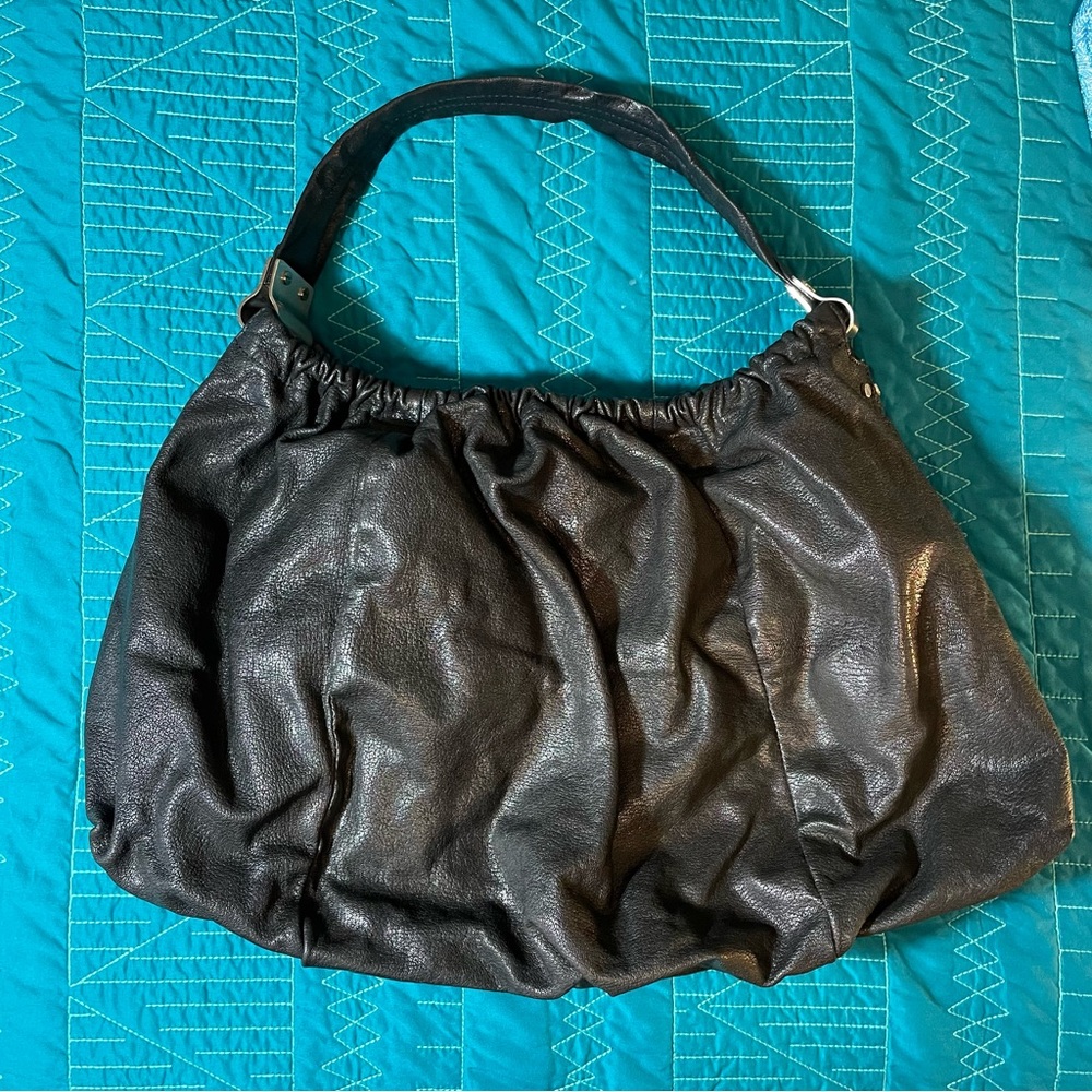 Black Leather Kenneth Cole New York Hobo Bag